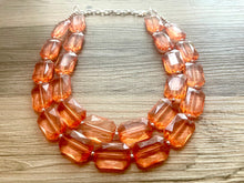 Load image into Gallery viewer, Coral Big Beaded Statement Necklace, beaded jewelry, peach beaded necklace, coral necklace chunky beaded bib earrings