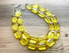 Load image into Gallery viewer, Yellow Statement jewelry set, Chunky Beaded Necklace, yellow Jewelry, bright colorful Necklace, yellow beaded necklace, yellow earrings