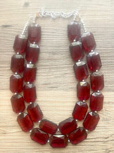 Load image into Gallery viewer, Cranberry Statement jewelry set, Chunky Beaded Necklace, maroon Jewelry, bright colorful Necklace, Marsala beaded burgundy earrings