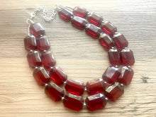 Load image into Gallery viewer, Cranberry Statement jewelry set, Chunky Beaded Necklace, maroon Jewelry, bright colorful Necklace, Marsala beaded burgundy earrings