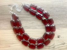 Load image into Gallery viewer, Cranberry Statement jewelry set, Chunky Beaded Necklace, maroon Jewelry, bright colorful Necklace, Marsala beaded burgundy earrings