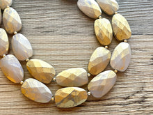 Load image into Gallery viewer, Golden Stardust Necklace, Double strand bright jewelry, big beaded chunky statement, summer necklace bright white gold