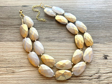 Load image into Gallery viewer, Golden Stardust Necklace, Double strand bright jewelry, big beaded chunky statement, summer necklace bright white gold