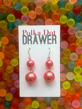 Load image into Gallery viewer, Five Strand WATERMELON chunky statement necklace & earrings, big bead jewelry gifts for women, bib jewelry pearl coral red pink beaded