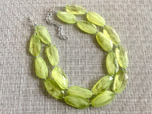 Load image into Gallery viewer, Big Bead Lime Necklace, Double Strand Statement Jewelry, light green Chunky bib bridesmaid everyday bubble jewelry evergreen