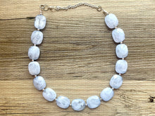 Load image into Gallery viewer, Sky Blue Single Strand Statement Necklace,  Chunky Periwinkle Oval Beaded Bib Jewelry earrings, blue jewelry set, baby blue jewelry