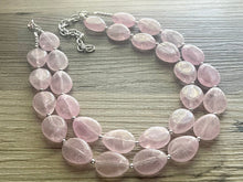 Load image into Gallery viewer, Blush Pink Double Strand Big Beaded Statement Necklace, baby pink Jewelry, pink beaded necklace, pink beaded necklace, bridesmaid necklace