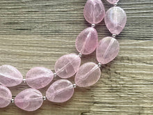 Load image into Gallery viewer, Blush Pink Double Strand Big Beaded Statement Necklace, baby pink Jewelry, pink beaded necklace, pink beaded necklace, bridesmaid necklace