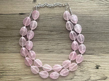 Load image into Gallery viewer, Blush Pink Double Strand Big Beaded Statement Necklace, baby pink Jewelry, pink beaded necklace, pink beaded necklace, bridesmaid necklace