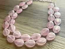 Load image into Gallery viewer, Blush Pink Double Strand Big Beaded Statement Necklace, baby pink Jewelry, pink beaded necklace, pink beaded necklace, bridesmaid necklace