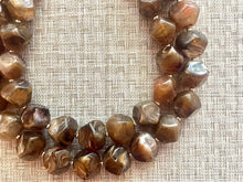 Load image into Gallery viewer, Chocolate Chunky Storm Statement Necklace, Big beaded jewelry, Double Strand Geometric Brown smoke Bib necklace bridesmaid wedding silver