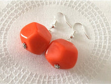 Load image into Gallery viewer, Bright Chunky Orange Statement Necklace, Big beaded jewelry, Double Strand Statement, Bib necklace peach bridesmaid wedding clementine