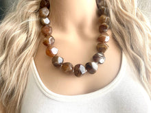 Load image into Gallery viewer, Chocolate Chunky Storm Statement Necklace, Big beaded jewelry, Single Strand Geometric Brown smoke Bib necklace bridesmaid wedding silver