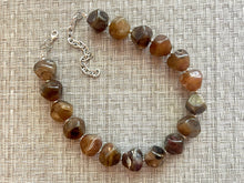 Load image into Gallery viewer, Chocolate Chunky Storm Statement Necklace, Big beaded jewelry, Single Strand Geometric Brown smoke Bib necklace bridesmaid wedding silver