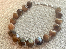 Load image into Gallery viewer, Chocolate Chunky Storm Statement Necklace, Big beaded jewelry, Single Strand Geometric Brown smoke Bib necklace bridesmaid wedding silver