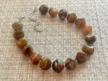 Load image into Gallery viewer, Chocolate Chunky Storm Statement Necklace, Big beaded jewelry, Single Strand Geometric Brown smoke Bib necklace bridesmaid wedding silver