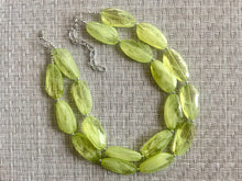Load image into Gallery viewer, Big Bead Lime Necklace, Double Strand Statement Jewelry, light green Chunky bib bridesmaid everyday bubble jewelry evergreen