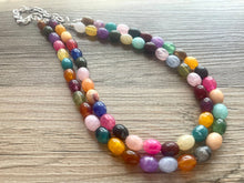 Load image into Gallery viewer, Double Jelly Bean Rainbow Beaded Necklace, Colorful Jewelry, Chunky statement necklace, rainbow jewelry, rainbow baby confetti