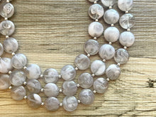 Load image into Gallery viewer, LAST ONE Gray Chunky Statement Necklace, big beaded bib necklace, gray jewelry, bridesmaid necklace, gray necklace, gray bridesmaid, bubble