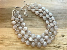 Load image into Gallery viewer, LAST ONE Gray Chunky Statement Necklace, big beaded bib necklace, gray jewelry, bridesmaid necklace, gray necklace, gray bridesmaid, bubble