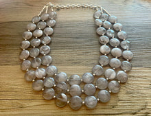 Load image into Gallery viewer, LAST ONE Gray Chunky Statement Necklace, big beaded bib necklace, gray jewelry, bridesmaid necklace, gray necklace, gray bridesmaid, bubble