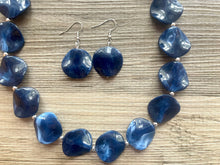 Load image into Gallery viewer, Navy Blue Statement Necklace Jewelry Set, Chunky Jewelry Big Beaded Single Strand Necklace, blue Necklace, dark blue Jewelry Set