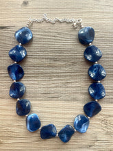Load image into Gallery viewer, Navy Blue Statement Necklace Jewelry Set, Chunky Jewelry Big Beaded Single Strand Necklace, blue Necklace, dark blue Jewelry Set