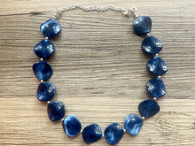 Load image into Gallery viewer, Navy Blue Statement Necklace Jewelry Set, Chunky Jewelry Big Beaded Single Strand Necklace, blue Necklace, dark blue Jewelry Set