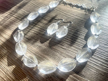 Load image into Gallery viewer, Glitter Infused Bubble Resin Statement Necklace Jewelry Set, Chunky Jewelry Big Beaded single Strand Necklace, bracelet earrings Silver