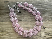Load image into Gallery viewer, Blush Pink Double Strand Big Beaded Statement Necklace, baby pink Jewelry, pink beaded necklace, pink beaded necklace, bridesmaid necklace