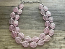 Load image into Gallery viewer, Blush Pink Double Strand Big Beaded Statement Necklace, baby pink Jewelry, pink beaded necklace, pink beaded necklace, bridesmaid necklace