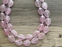 Load image into Gallery viewer, Blush Pink Double Strand Big Beaded Statement Necklace, baby pink Jewelry, pink beaded necklace, pink beaded necklace, bridesmaid necklace
