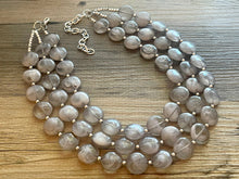 Load image into Gallery viewer, LAST ONE Gray Chunky Statement Necklace, big beaded bib necklace, gray jewelry, bridesmaid necklace, gray necklace, gray bridesmaid, bubble