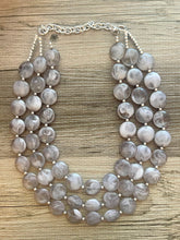 Load image into Gallery viewer, LAST ONE Gray Chunky Statement Necklace, big beaded bib necklace, gray jewelry, bridesmaid necklace, gray necklace, gray bridesmaid, bubble