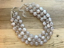 Load image into Gallery viewer, LAST ONE Gray Chunky Statement Necklace, big beaded bib necklace, gray jewelry, bridesmaid necklace, gray necklace, gray bridesmaid, bubble