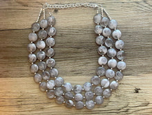 Load image into Gallery viewer, LAST ONE Gray Chunky Statement Necklace, big beaded bib necklace, gray jewelry, bridesmaid necklace, gray necklace, gray bridesmaid, bubble