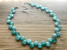Load image into Gallery viewer, Mint Green Single Statement Necklace, Chunky Jewelry Big Beaded Necklace, light green teal Necklace, mint Jewelry bubble