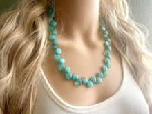 Load image into Gallery viewer, Mint Green Single Statement Necklace, Chunky Jewelry Big Beaded Necklace, light green teal Necklace, mint Jewelry bubble