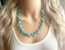 Load image into Gallery viewer, Mint Green Single Statement Necklace, Chunky Jewelry Big Beaded Necklace, light green teal Necklace, mint Jewelry bubble