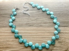 Load image into Gallery viewer, Mint Green Single Statement Necklace, Chunky Jewelry Big Beaded Necklace, light green teal Necklace, mint Jewelry bubble