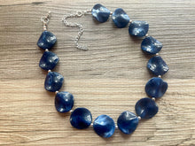Load image into Gallery viewer, Navy Blue Statement Necklace Jewelry Set, Chunky Jewelry Big Beaded Single Strand Necklace, blue Necklace, dark blue Jewelry Set
