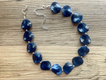 Load image into Gallery viewer, Navy Blue Statement Necklace Jewelry Set, Chunky Jewelry Big Beaded Single Strand Necklace, blue Necklace, dark blue Jewelry Set