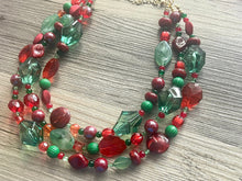 Load image into Gallery viewer, Merry Christmas Necklace, Red & Green Holiday Jewelry, Christmas Jewelry, Red Green Jewelry, Beaded Christmas Gift Present