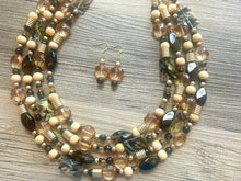 Load image into Gallery viewer, Cairo chunky necklace, Gold & Black Wanderlust Collection beaded jewelry, resin beaded necklace, neutral necklace, white wood tan