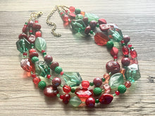 Load image into Gallery viewer, Merry Christmas Necklace, Red & Green Holiday Jewelry, Christmas Jewelry, Red Green Jewelry, Beaded Christmas Gift Present