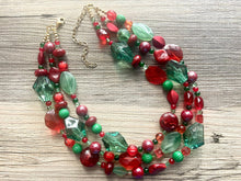 Load image into Gallery viewer, Merry Christmas Necklace, Red & Green Holiday Jewelry, Christmas Jewelry, Red Green Jewelry, Beaded Christmas Gift Present