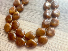 Load image into Gallery viewer, Hot Chocolate Brown Chunky Statement Necklace, Big beaded jewelry, Double Strand Statement Necklace, Bib brown bridesmaid wedding praline