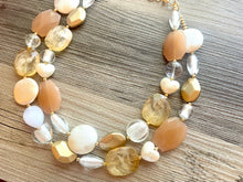 Load image into Gallery viewer, Florence Italy chunky necklace, Wanderlust Collection beaded jewelry, resin beaded Neutral necklace, white brown champagne tan
