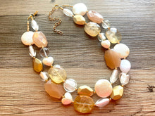 Load image into Gallery viewer, Florence Italy chunky necklace, Wanderlust Collection beaded jewelry, resin beaded Neutral necklace, white brown champagne tan