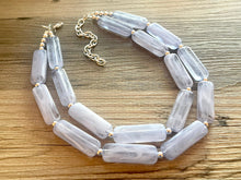 Load image into Gallery viewer, Periwinkle Blue Statement Necklace, chunky bib beaded jewelry, sky light blue color block necklace, beaded acrylic tube jewelry